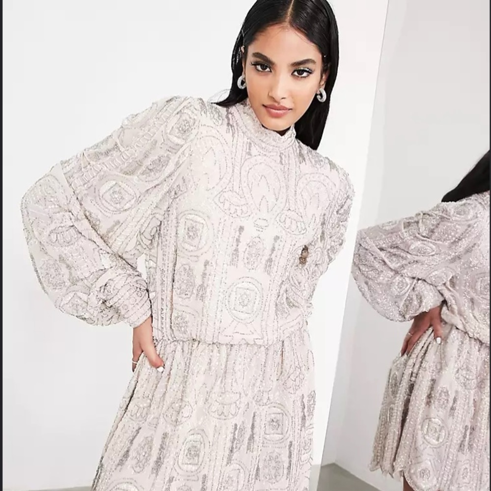 ASOS EDITION NWT pretty embellished mini skater dress